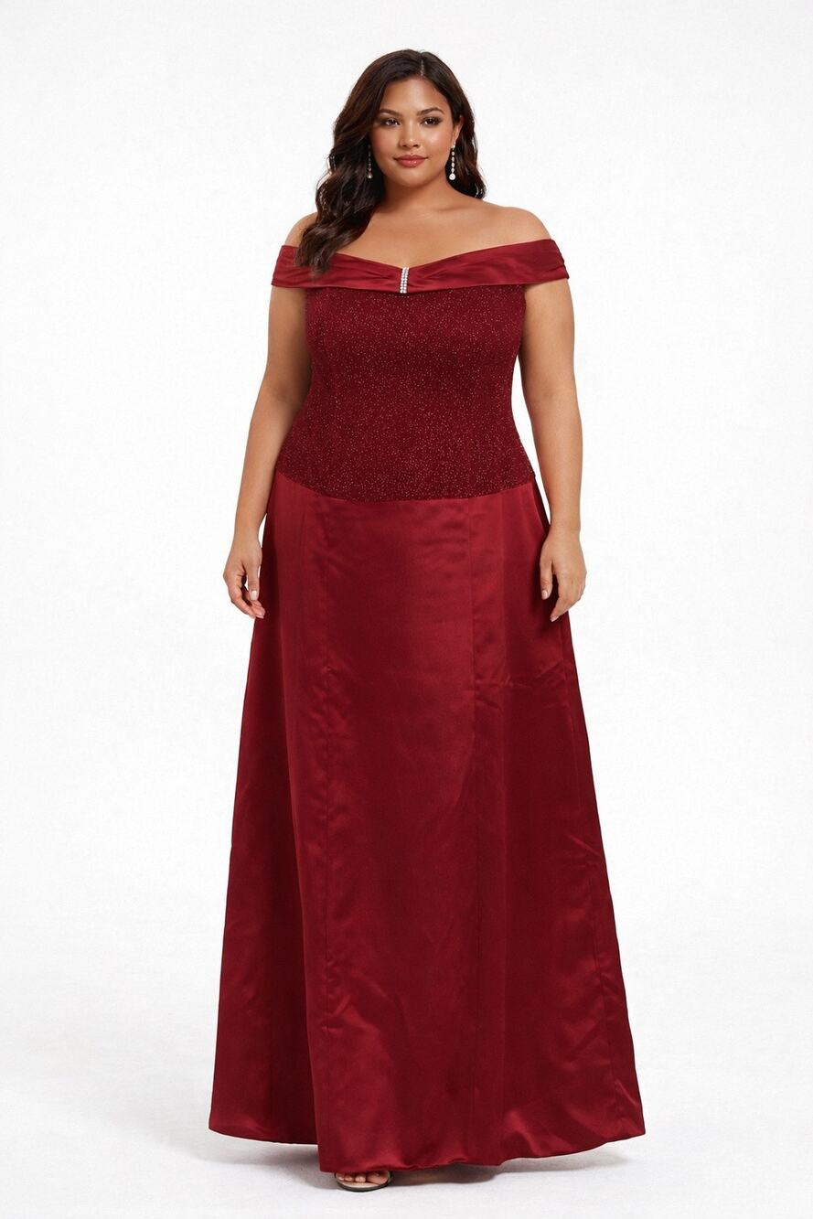 Vintage 1990s Patra Woman Ruby Red Glitter Evening Dress Size 20
